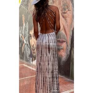 Ivagirl Tie-dye Print Back Lace-Up Maxi Dress Size M